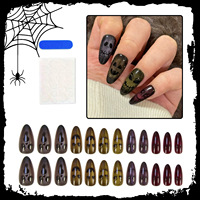 Faux ongles longs en forme de cercueil pour Halloween, motif fantôme d'horreur, vente en gros, directement de l'usine, sans intermédiaire