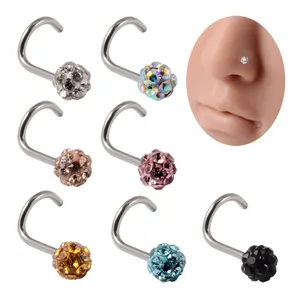 Surgical Steel 20G Crystal Nose Rings 5 Shape Retainer Holder Nostrial Hoop Ring Piercing Jewelry Fashion Piercing Jewelry