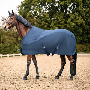 Manta Antimoscas Azul para Caballos con Bandas Abdominales, Cubierta Transpirable de Protección Contra Insectos - Product Image 1