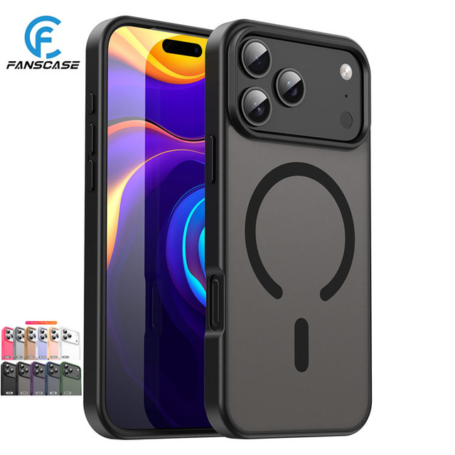 2mm Magnetic Matte Translucent Armor Shockproof Case for iPhone 17 16 15 14 Pro Max for Magnet Wireless Charge Cover