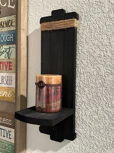 Youlike 2 pièces, bougeoir mural rustique fait à la main en argent, à usage religieux, Noël, décoration murale, bougeoir mural en bois de style campagnard - Product Image 2