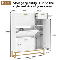 Mueble Zapatero Moderno para Entrada, Apilable, de 3 Niveles, con Cajones Abatibles y Patas de Metal Dorado