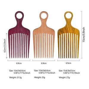 Peigne à dents larges en bambou naturel écologique 15x6.9cm pour démêler et coiffer les perruques, tresses, cheveux <span class=keywords><strong>afro</strong></span>, <span class=keywords><strong>brosse</strong></span> à <span class=keywords><strong>barbe</strong></span>, usage domestique - Product Image 3