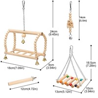 Ensemble de jouets pour oiseaux, jouet à mâcher pour perroquet, couleur naturelle, combo anti-ennui T009