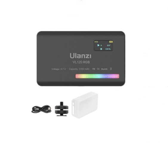 Original Ulanzi VL120 RGB LED Video Light Camera Light Full Color Rechargeable 3100mAh Dimmable 2500-9000K Panel Light