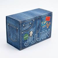 FUSSEN Boîte cadeau en carton rigide magnétique personnalisée avec logo imprimé en denim, style jean, pour emballage de vêtements
