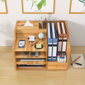 Organizador de Escritorio de Madera Multifuncional con Portapañuelos y Portaplumas, Estante de Almacenamiento de Escritorio de 4 Niveles para Oficina en Casa <span class=keywords><strong>WFH</strong></span> - Product Image 2