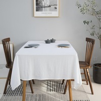 DUOLAI Nappe blanche en coton lin ajouré Décor de table Rectangle Couverture de table à manger pour hôtel maison pour fête de mariage