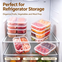 Boîte de rangement alimentaire moulée par injection à 4 compartiments, empilable, transparente, avec plateau séparé, en PP de qualité alimentaire, hermétique, écologique, pour réfrigérateur