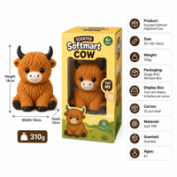 Jouet Squishy Vache des Highlands Parfumée Southpeak 10x10x14cm Doux à Remontée Lente en TPR, Pelucheux, Fourrure Shaggy, à Presser, à Odeur, Souriant, MOQ32 OEM WS