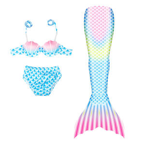 Ensemble trois pièces bikini queue de sirène pour filles avec coquillages, en mousseline dégradée, nouvelle collection, vente chaude transfrontalière - Product Image 3