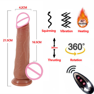 Kontrol aplikasi ponsel pintar Dildo teleskopik lembut mainan seks dengan getaran pemanasan fungsi ayunan Penis dan kemampuan berputar - Product Image 3