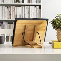 Porte-livres mains libres en bambou naturel, support de livre portable, support de livre de cuisine pour la lecture