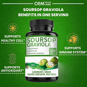 OEM/ODM Natural Soursop Graviola Capsules Multivitamin Antioxidant <strong>Supplement</strong> Capsules for Cell <strong>Health</strong> Provide Energy - Product Image 3