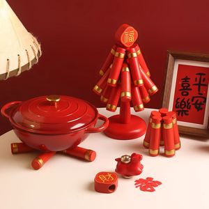 Mantel Individual Creativo con Forma de Petardo Chino <span class=keywords><strong>del</strong></span> Año <span class=keywords><strong>del</strong></span> Caballo, Aislante <span class=keywords><strong>del</strong></span> Calor, Decoración de <span class=keywords><strong>Cocina</strong></span>, Regalo Festivo de Año Nuevo - Product Image 3