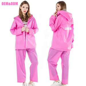 Ensemble <span class=keywords><strong>de</strong></span> combinaison <span class=keywords><strong>de</strong></span> pluie imperméable pour <span class=keywords><strong>femme</strong></span>, rose, respirant, 100% EVA, réutilisable, inodore, durable, idéal pour la pêche en plein air, les voyages et le cyclisme - Product Image 1