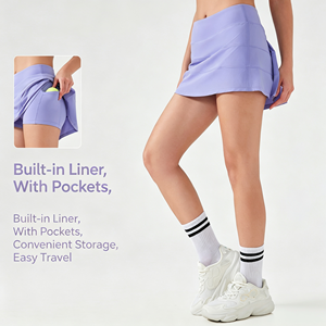 Jupe plissée décontractée d'été pour femme, ensemble deux pièces, séchage rapide, respirant, en Spandex/Polyester, coupe ajustée, short de tennis - Product Image 2