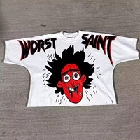 Ropa de aduanas, camiseta con dobladillo crudo con estampado de algodón pesado, manga corta, camisa recortada cuadrada de gran tamaño, fabricante