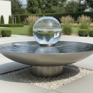 <span class=keywords><strong>Fontaine</strong></span> d'eau extérieure sphérique en métal et acrylique, éclairée par LED, style Art Déco, pour la décoration paysagère, personnalisable en gros pour les magasins de détail hors ligne - Product Image 5