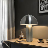 Lampe de table en métal en forme de champignon, nickel brossé, alimentation CA, lampe de chevet moderne pour chambre à coucher, salon, bureau à domicile, décoration