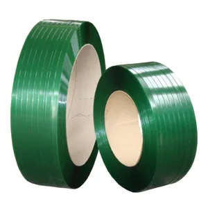 AAR批准的高张力强度耐用紧固件16毫米绿色不透明扁平塑料涂层卷宠物带用于纸箱包装