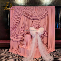 JINDA Rideau drapé sur mesure thème rose, draperie croisée en soie glacée et élasthanne pour mariage, fête, événement, toile de fond