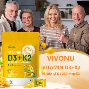 VivoNu <b>Vitamin</b> D3 K2 <b>Gummy</b> 80g Three Pack Calcium Absorption Chew Bone Health Daily Immune Wellness Artificial Plant Extract - Product Image 6