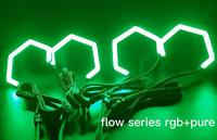 Nouveaux projecteurs de phares avant de voiture Misunauto, Angel Eyes RGB Flow, IP65, étanches, montage en surface, anneaux halo hexagonaux LED 12V, 75/86 mm