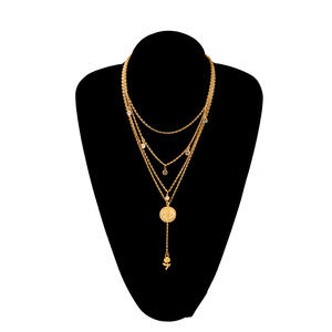 Joyería Rosa flor strass multicapa colgante redondo Mujer moda calle tendencia collar - Product Image 3