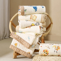 Baby Multi-laagse Handdoek 110*110 cm Op Maat Ontworpen Cartoon Dierenprint Baby Beddengoed Groothandel GOTS Gecertificeerd Biologisch