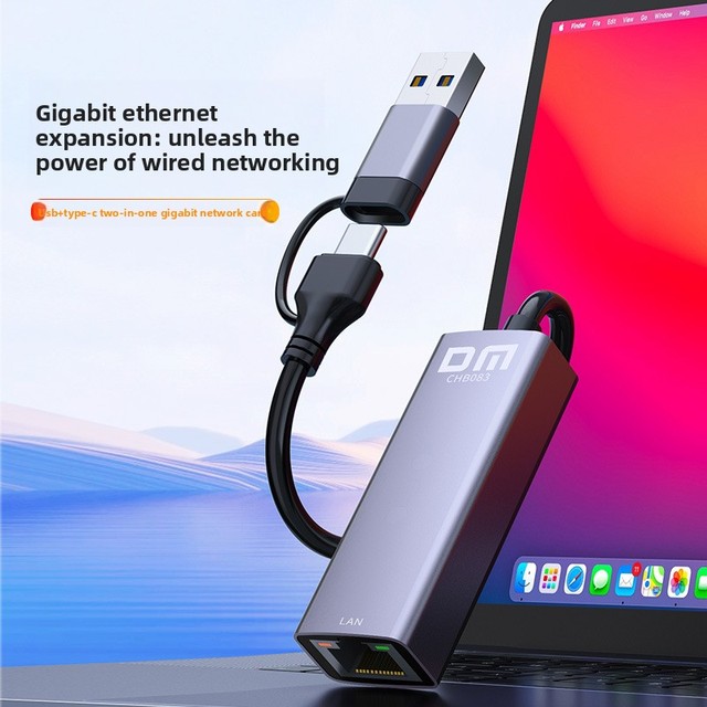 USB3.0 / Type-C to Gigabit Ethernet Adapter CHB083 USB-C Network Port Converter Two-in-One External 1000Mbps