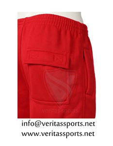 Shorts cargo pour hommes, rouge, taille haute, cordon de serrage, style décontracté, bermuda, tricoté, poches, motif à motifs, polyester/coton, teint en pièce - Product Image 3