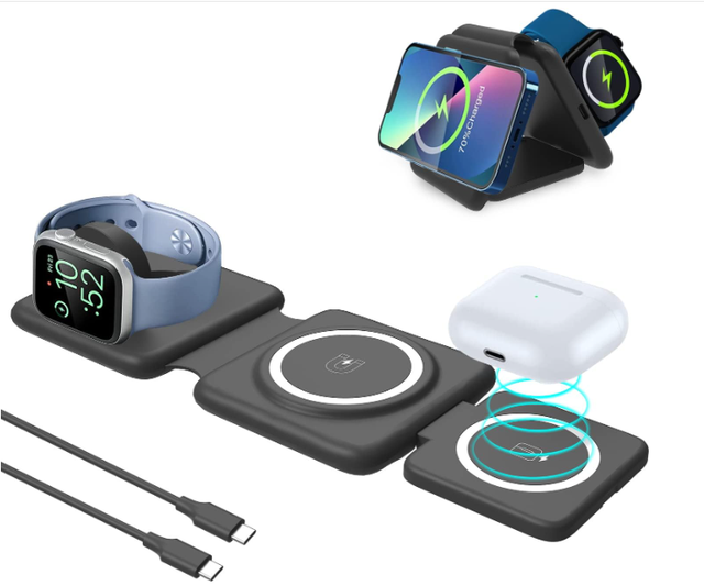 Wireless Charger 3 in 1 Foldable Charging Station Magnetic Fast Wireless Charging Pad Compatible