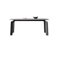 Table à manger avec structure en bois en forme de pattes d'éléphant, plateau en ardoise crème, paire de chaises vintage, compacte et personnalisable