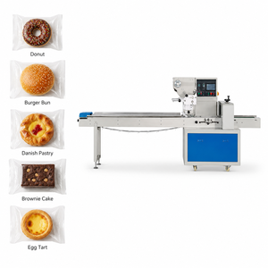 Machine d'emballage horizontale à commande servo <span class=keywords><strong>pour</strong></span> croissants, pâtisseries danoises, chocolats et snacks, type oreiller, <span class=keywords><strong>pour</strong></span> boulangerie - Product Image 4