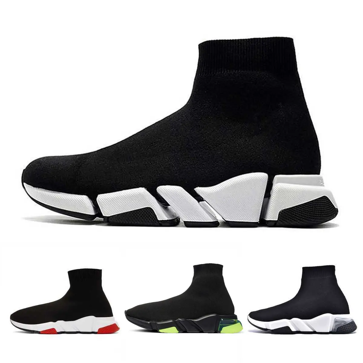 Design Trainer Sneakers Speed Running Shoe 2.0 1.0 Triple Black White Graffiti Luxury Socks Trainers Mens Women Knit Boots Ankle