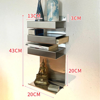 Étagère murale en acier inoxydable Étagère flottante moderne à plusieurs niveaux pour la décoration de livres ou l'affichage de cafés