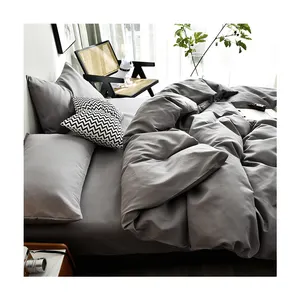 Conjunto de cama 100% poliéster cor sólida hipoalergênico moderno 4 peças colcha conjunto de lençóis e fronha conjuntos de capa de cama
