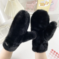 Mitaines d'hiver pour femmes en fausse fourrure pelucheuse, épaisses et chaudes, à doigts complets, pour usage quotidien en extérieur, stock disponible en Chine