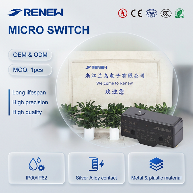 RENEW RZ-15G-B3 15A Snap Action Micro Switch Pin Plunger Momentary SPDT Industrial Limit Switch High Precision Basic Switch