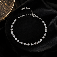 Gelang Tenis Moissanite Perak Sterling 925 Setting Bezel Dapat Disesuaikan 19cm Perhiasan Harian Wanita Hadiah