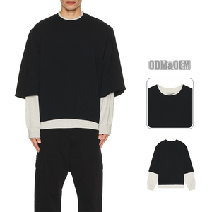 Sudadera Kingsen personalizada de algodón suave de doble capa de manga larga con cuello redondo, sudadera con logotipo personalizado desgastado para hombre - Product Image 3