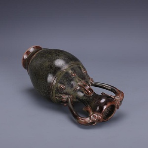 Jarrón de Porcelana Antiguo de la Dinastía <span class=keywords><strong>Song</strong></span>, Estilo Horno Yue, Esmaltado al Estilo Té, con Doble Asa y Forma de Tambor, Envejecido Artificialmente, Adorno Coleccionable - Product Image 4