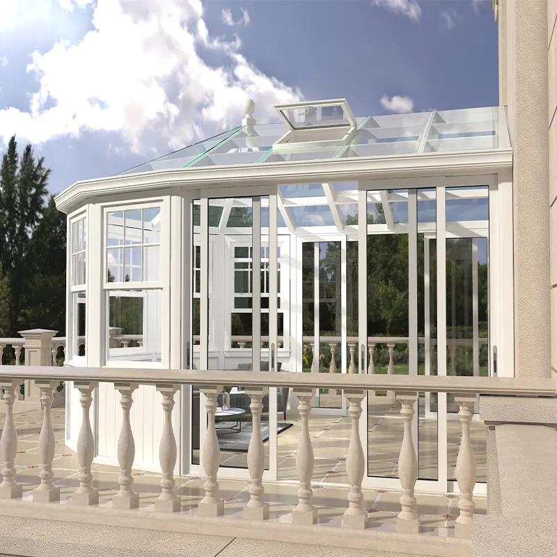 Современный французский дизайн маленькая 4 сезона стеклянная комната зимний садовый домик алюминиевый солярий с складной дверью для открытого двора