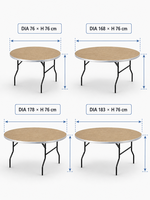 Table Ronde Pliante Robuste en Contreplaqué avec Bordure PVC Courbée pour Organisateurs d'Événements et Sociétés de Location – Vente en Gros