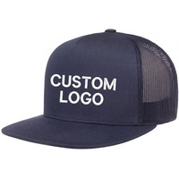 Casquette de baseball en maille avec logo personnalisé, visière plate, snapback réglable, style streetwear décontracté