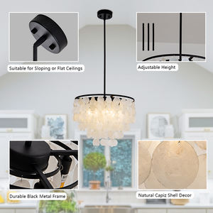 Iron frame E12 <b>light</b> source round <b>shell</b> decorative chandelier - Product Image 2