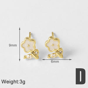 Juego de Aretes Pequeños con Cruz de Ángel, Latón Chapado <span class=keywords><strong>en</strong></span> Oro de 18k, Circonita Cúbica, Aretes Religiosos de Moda para Mujeres y Niñas - Product Image 5