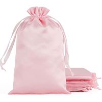 Pochette en tissu de soie rose luxueuse et douce pour parfum, emballage cadeau, sac à cordon en satin anti-poussière pour bijoux, avec logo personnalisé imprimé