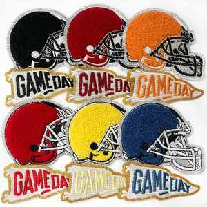 Iron on Embroidery Gold Glitter Edge <b>Game</b> Day Patch for Clothes Hat Decoration Gift - Product Image 2